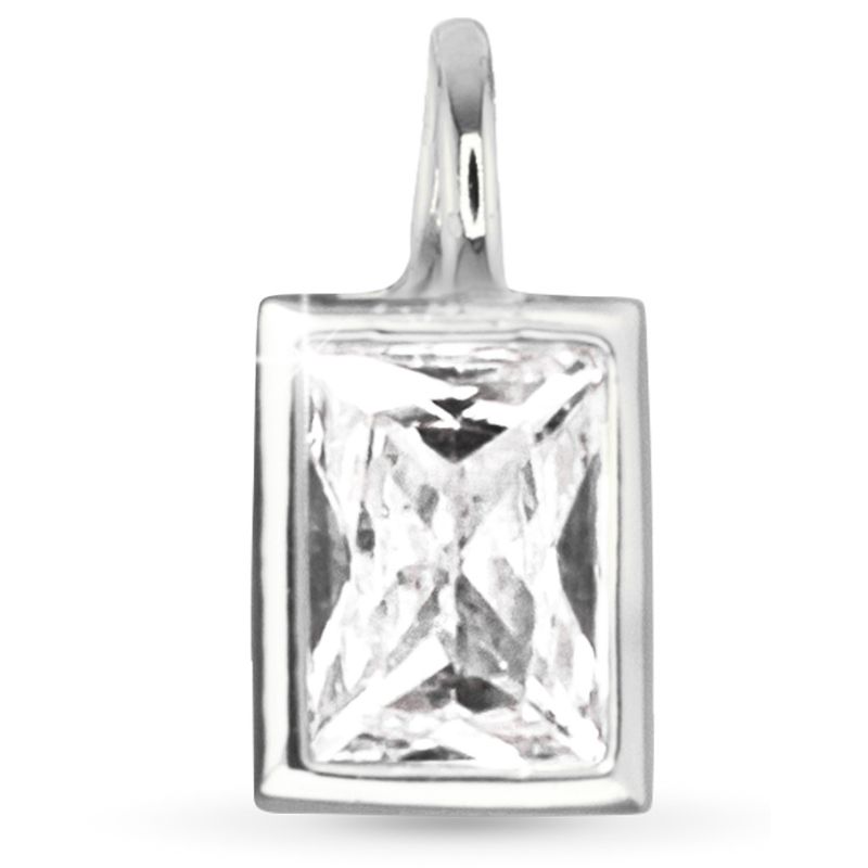 Rectangle CZ Charm Silver
